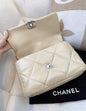 Chanel Beige Silver Medium 19Bag