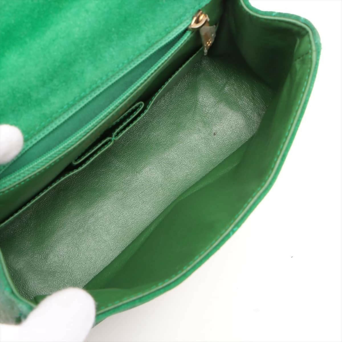 Chanel Green Small Suede And Lambskin Pagoda Flap Bag