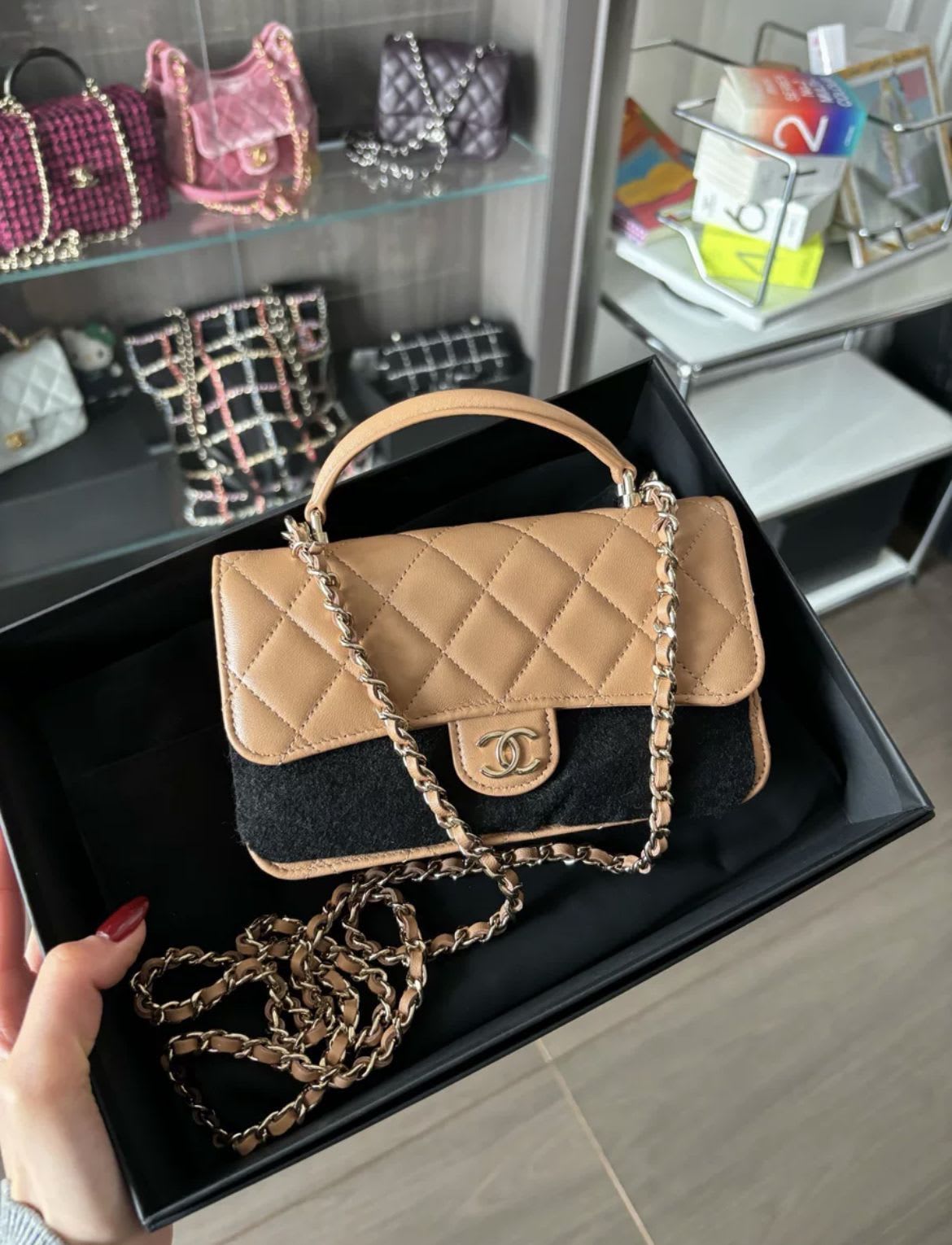 Chanel 23P Lambskin Lghw Mini Rectangular Flap Bag With Top