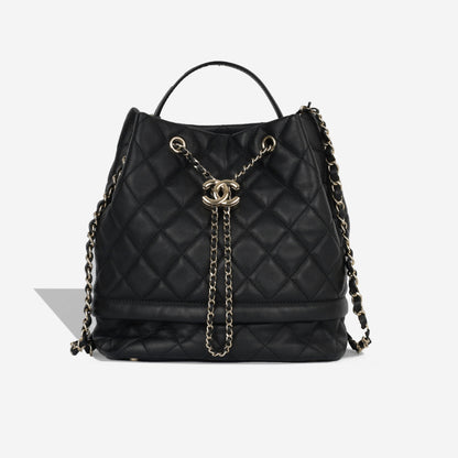 Chanel Quilted Bucket Bag - Black Caviar