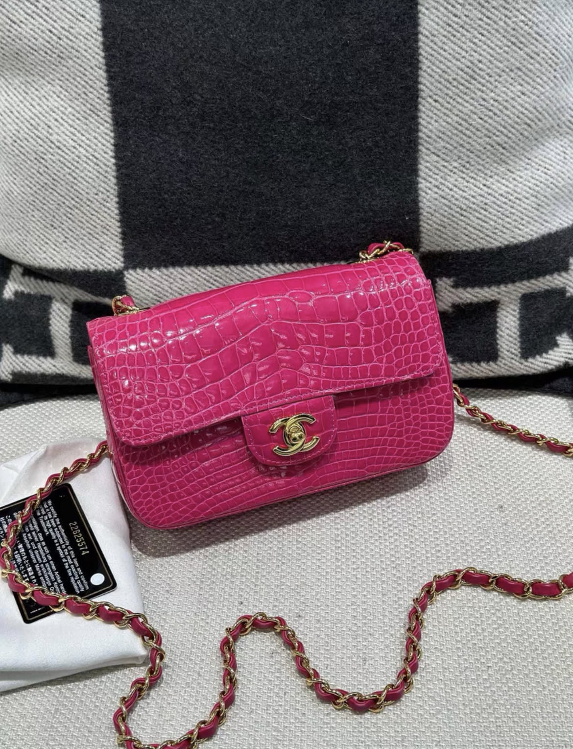 Chanel Hot Pink Alligator Mini Double Flap Bag