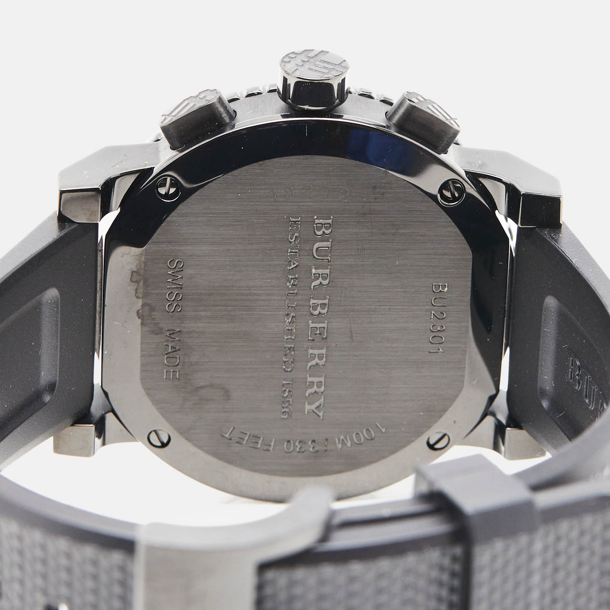 BURBERRY Black PVD Coated Stainless Steel Rubber Trench BU2301 Men's Wristwatch 42.50 mm