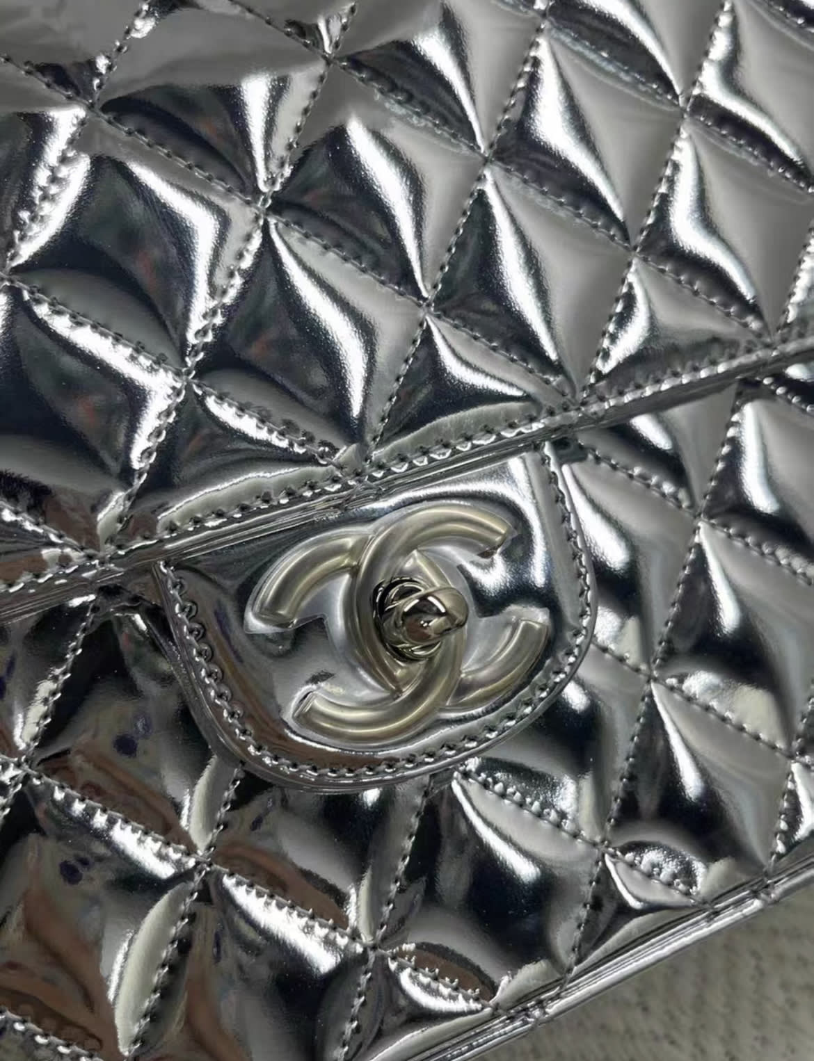 Chanel Luxury Leather Silver Backpack