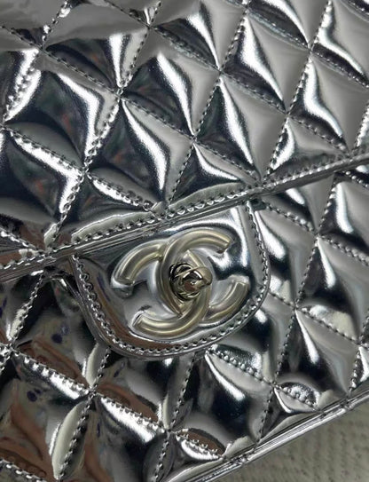 Chanel Luxury Leather Silver Backpack
