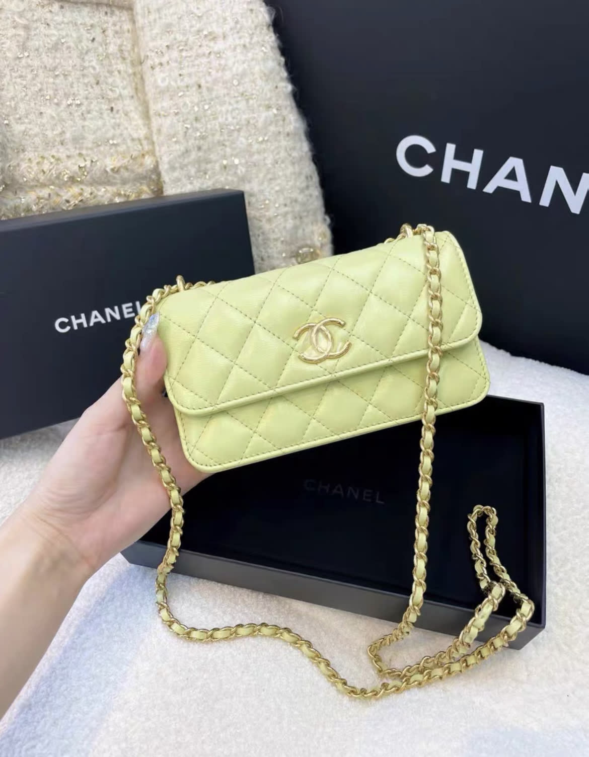 Chanel Green Shoulder Chain Bag Brand New With Box