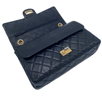 Chanel Black Quilted Aged Calfskin 2 55 Reissue 225 Small Double Flap Bag Gold Hardware