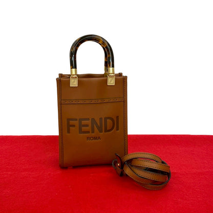 Fendi Sunshine Leather Red Tote Bag Style 11