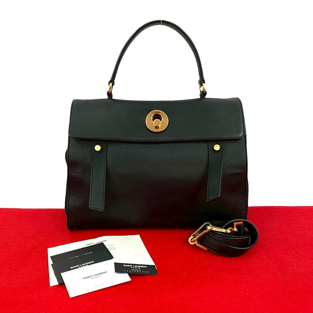 Saint Laurent Paris M Two Leather 2Way Handbag