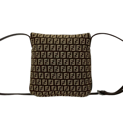 Fendi Zucchino Canvas Leather Shoulder Bag