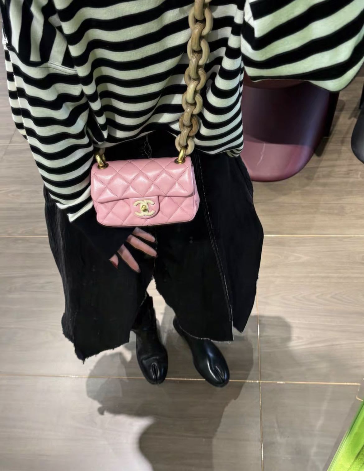 Chanel Pink Cc Wood Chain Mini Bag