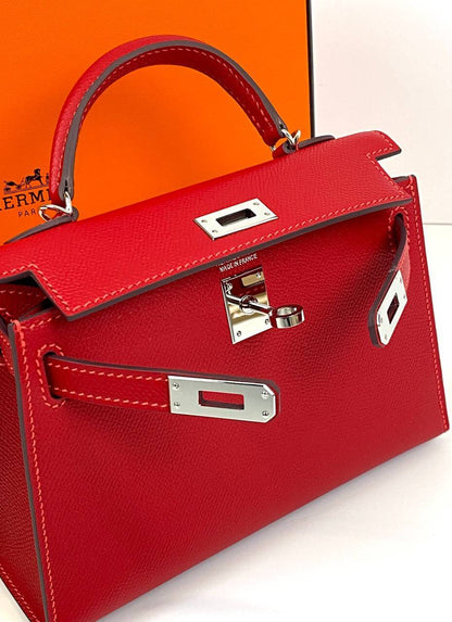 Luxury Hermes Kelly 20 Mini Sellier Bag Red Epsom Gold Hardware