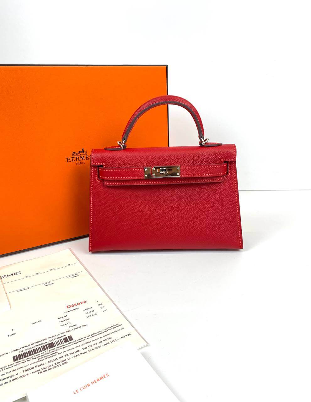 Luxury Hermes Kelly 20 Mini Sellier Bag Red Epsom Gold Hardware