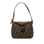 Fendi Mamma Baguette Zucca Canvas Leather Handbag