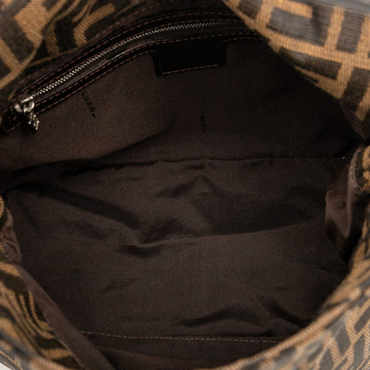Fendi Mamma Baguette Zucca Canvas Leather Handbag