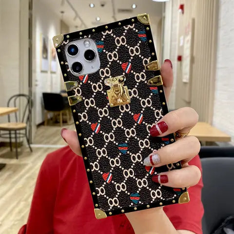 Fashion Square Geometric Leather Case
