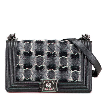 Chanel Boy Chanel 25 Wool Caviar Skin Chain Shoulder Bag