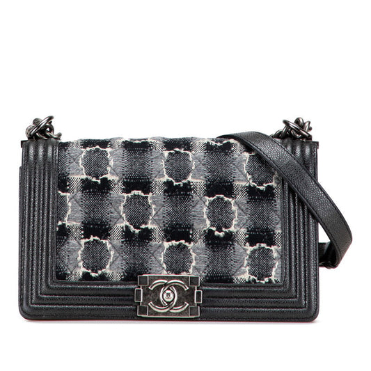 Chanel Boy Chanel 25 Wool Caviar Skin Chain Shoulder Bag