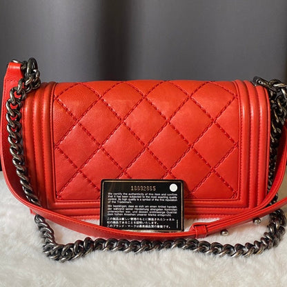 Chanel Boy Bag Red Leather Crossbody