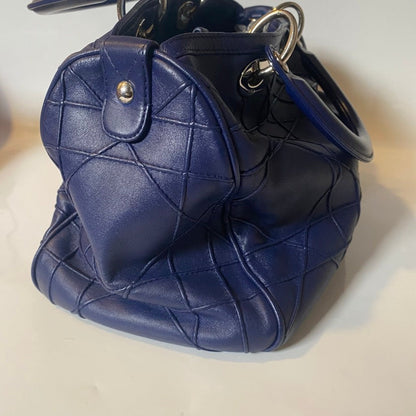 Christian Dior Cannage Leather Blue Tote Bag