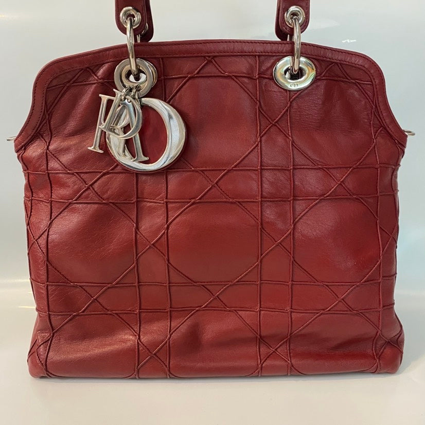 Christian Dior Soft Cannage Red Leather Shoulder Bag