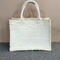 Christian Dior Book Tote Bag White Canvas Large Size