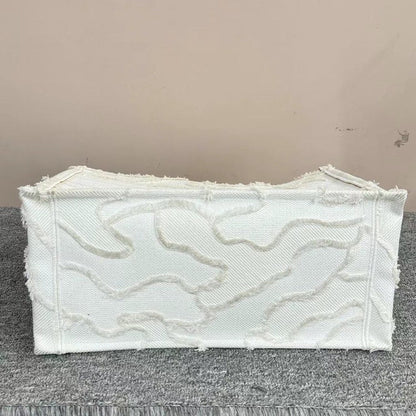 Christian Dior Book Tote Bag White Canvas Large Size