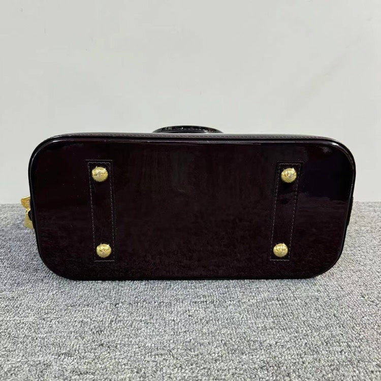 Louis Vuitton Alma Patent Leather HandBag Burgundy