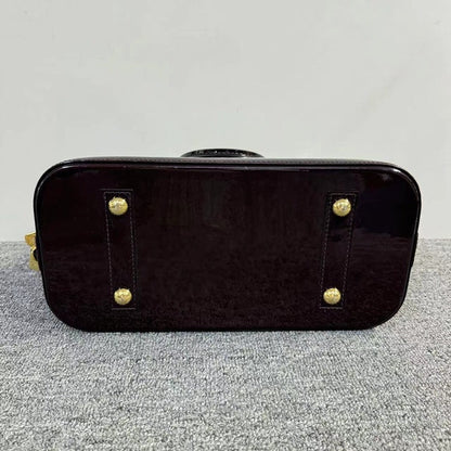 Louis Vuitton Alma Patent Leather HandBag Burgundy