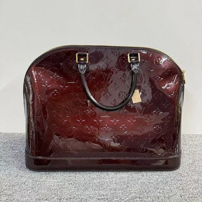 Louis Vuitton Alma GM Bag Burgundy Monogram Vernis Leather Large