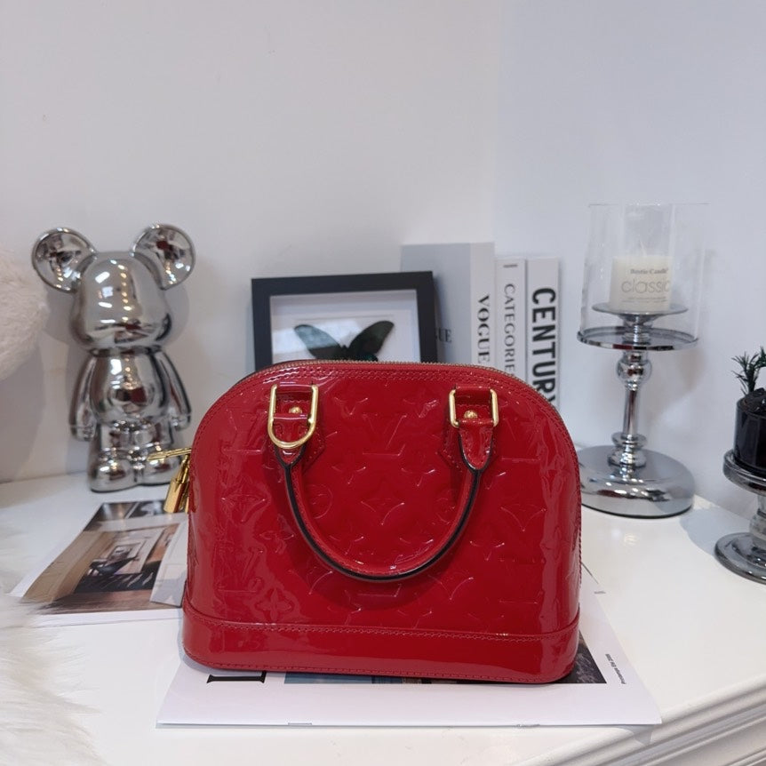 Louis Vuitton Alma BB Red Patent Leather HandBag Medium Size