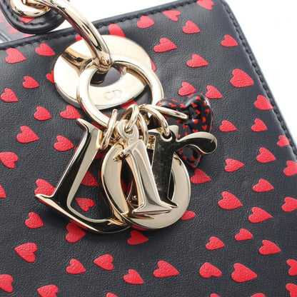 Christian Dior Lady Dior Navy Red Heart Leather 2Way Handbag