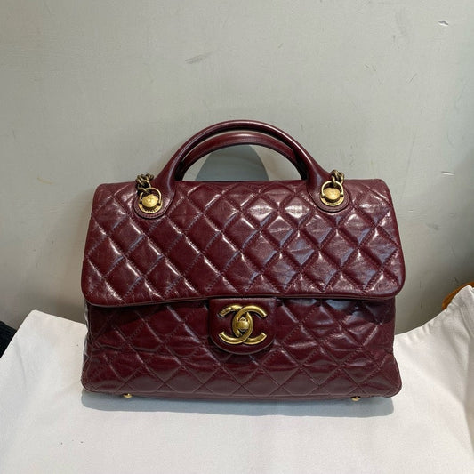 Chanel Burgundy Quilted Leather Large Flap Bag
