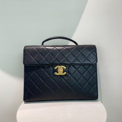 Chanel Black Quilted Leather Flap Bag Medium 1996-1997