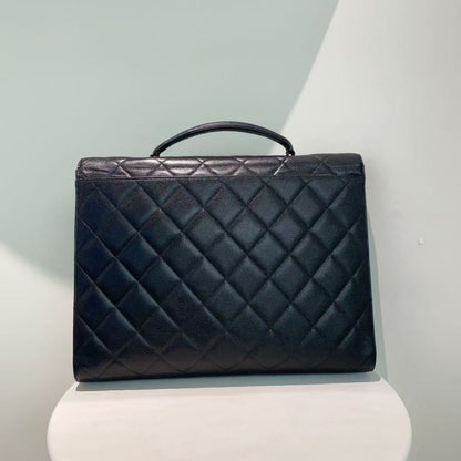 Chanel Black Quilted Leather Flap Bag Medium 1996-1997