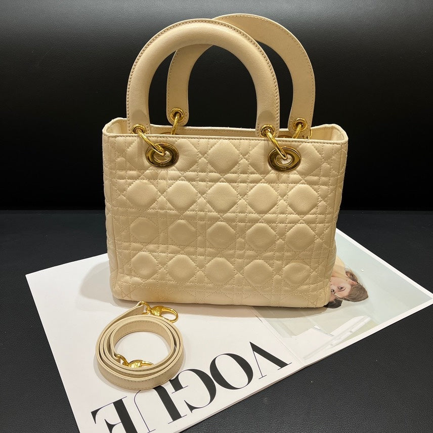 Dior Lady Beige Quilted Leather Bag