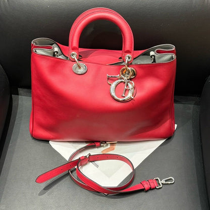 Dior Red Vip Leather Tote Bag 38X26X12