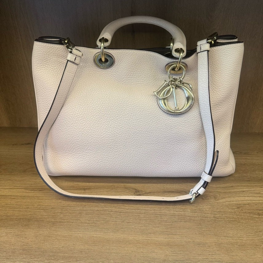 Dior Vip White Leather Tote Bag Medium