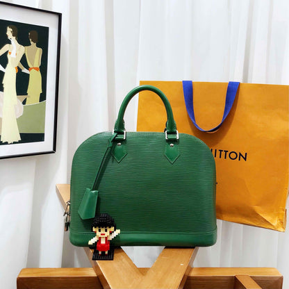 louis vuitton alma epi leather green handbag