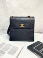 Chanel Black Gold Diamond Pattern Lychee Leather Kelly Shoulder Bag 20" * 21" with Card
