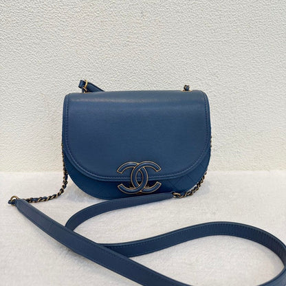Chanel Blue Leather Flap Shoulder Bag