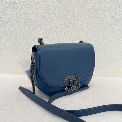 Chanel Blue Leather Flap Shoulder Bag