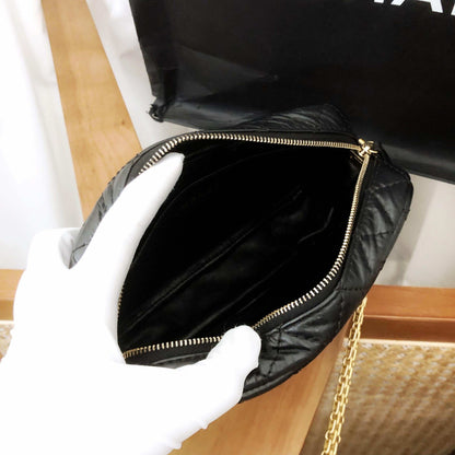 Chanel Black Quilted Leather Camera Bag with Gold Hardware