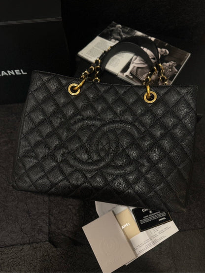 Chanel Medium Caviar Black Gold Shoulder Bag