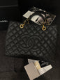 Chanel Medium Caviar Black Gold Shoulder Bag