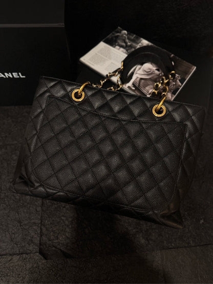Chanel Medium Caviar Black Gold Shoulder Bag