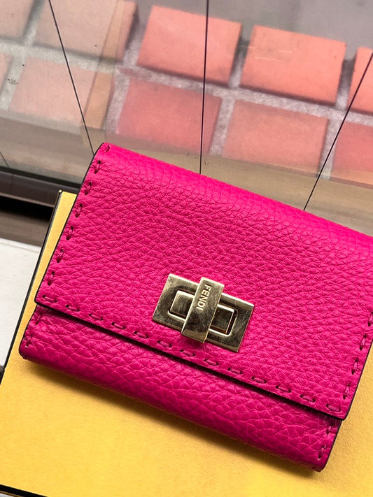 Fendi Leather Compact Wallet AG093 Pink