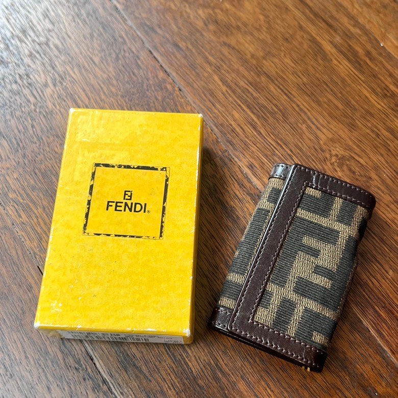 Fendi AG321 Key Case Brown Canvas Wallet