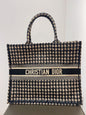 Christian Dior Book Tote Large Houndstooth Canvas Bag