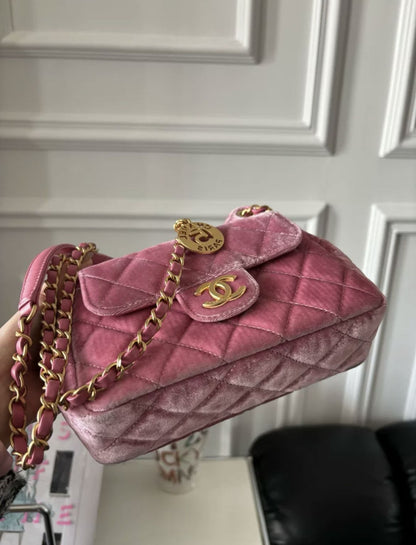 Chanel 23 Pink Velvet Small Hobo Bag