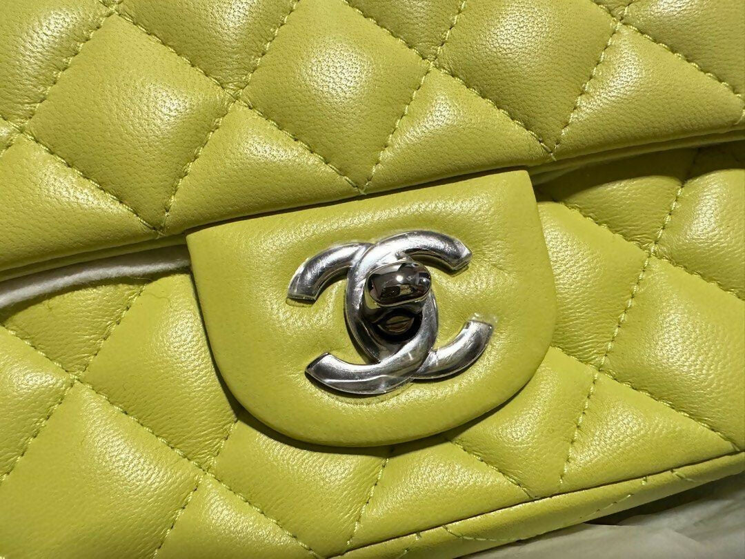 Chanel Mini Flap Lambskin Silver Shoulder Bag